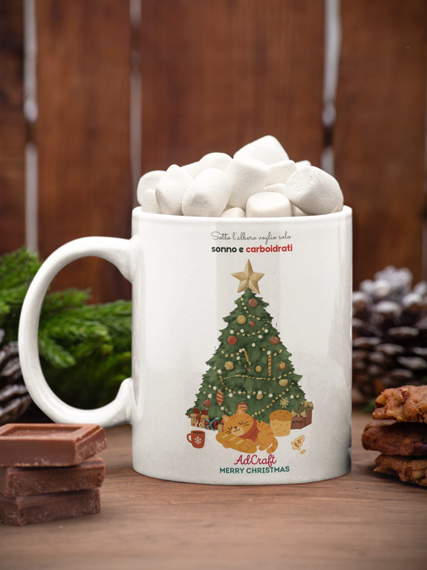 Tazza “Sotto l’albero voglio solo sonno e carboidrati” - Merry Christmas by AdCraft