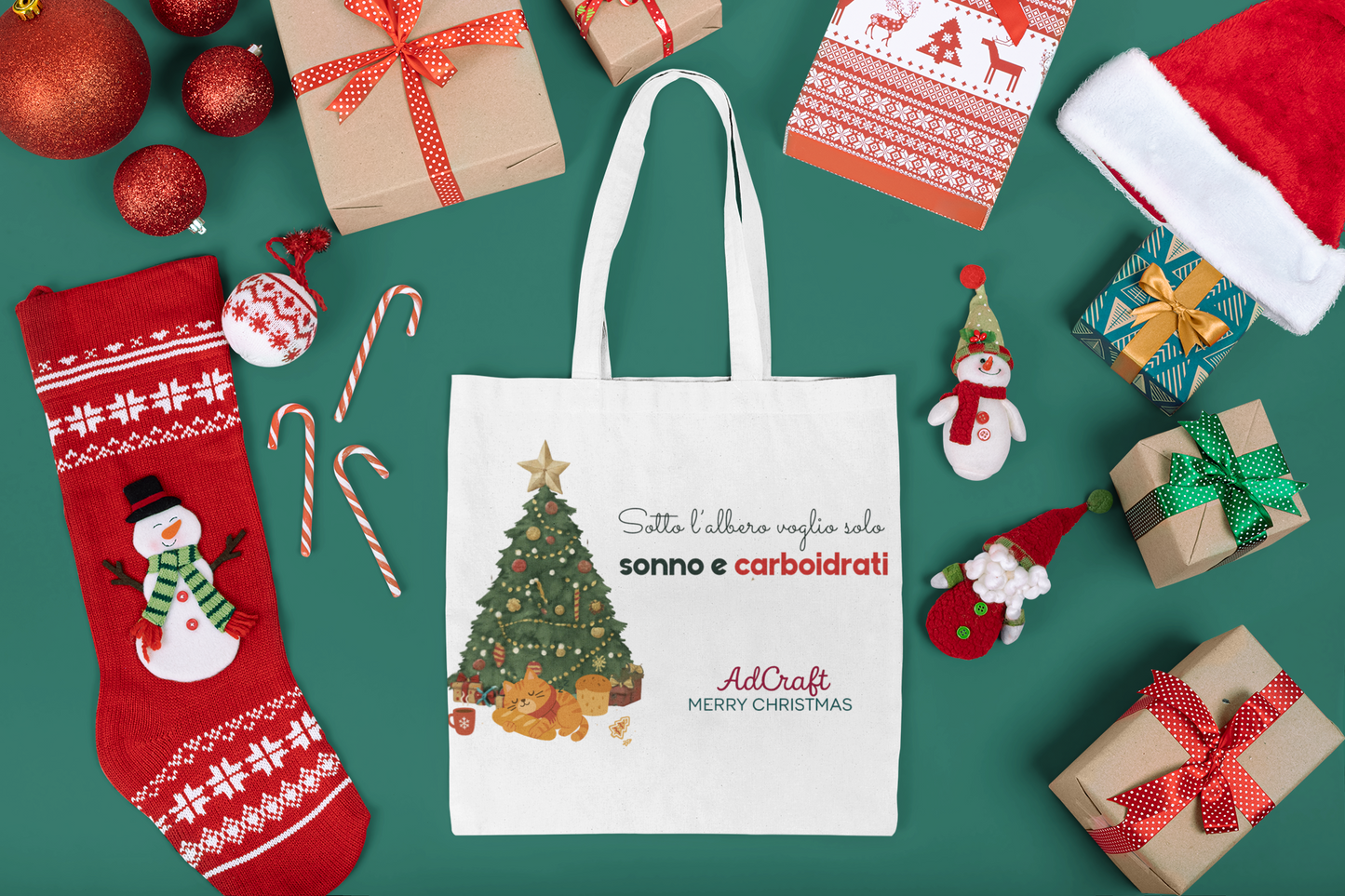 Tote Bag “Sonno e Carboidrati” – Edizione Natalizia